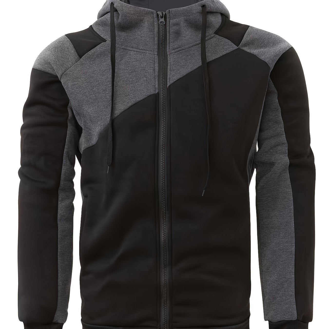 Men's Casual Color Block Zip Up Jacket With Hood - Varsity Style -  Soft Fleece Lining - Perfect for Fall/Winter - Ideal Gift for Teenagers & Young Adults