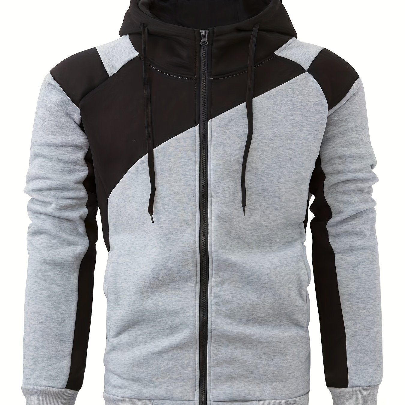 Men's Casual Color Block Zip Up Jacket With Hood - Varsity Style -  Soft Fleece Lining - Perfect for Fall/Winter - Ideal Gift for Teenagers & Young Adults