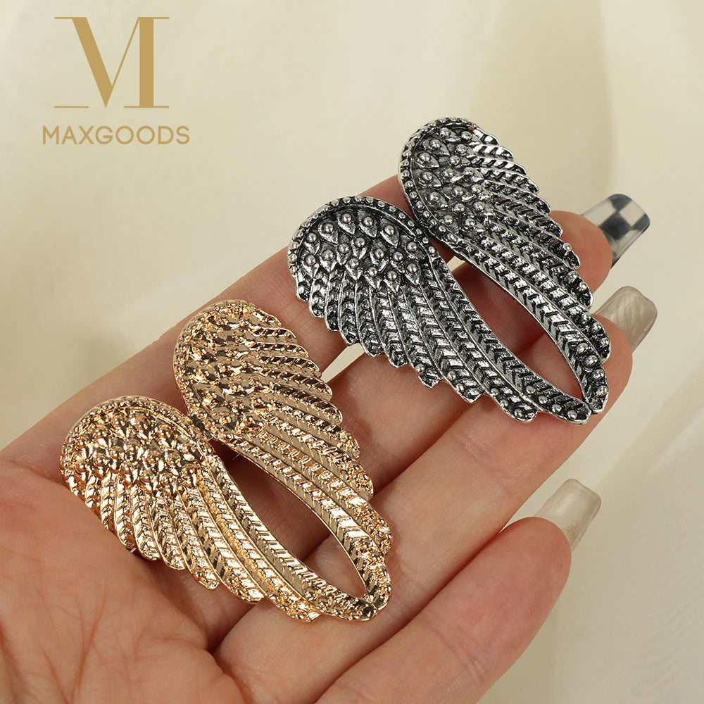 Fashion Accessories Hip Hop Women Men Wedding Party Single Big Heart Shape Wings Metal Rings Retro Angel Wings Ring