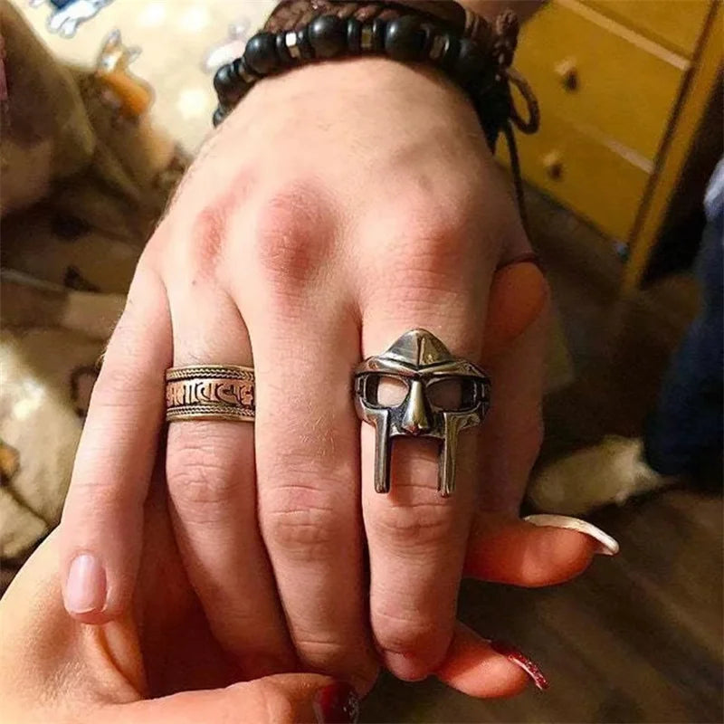 Wicked Egyptian Pharaoh Ring Gothic Accessories For Men Gladiator Mf Doom Ring Punk Adjustable Rings Party Club Confessing Gift