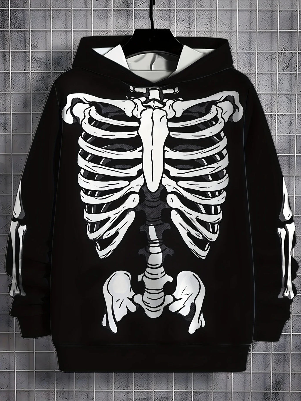 Men's Hooded Hoodies 3D Prints Skeleton Graphic Sweatshirt Drawstring Sportwear Long Sleeve Tops Street Pullover Men's Clothing