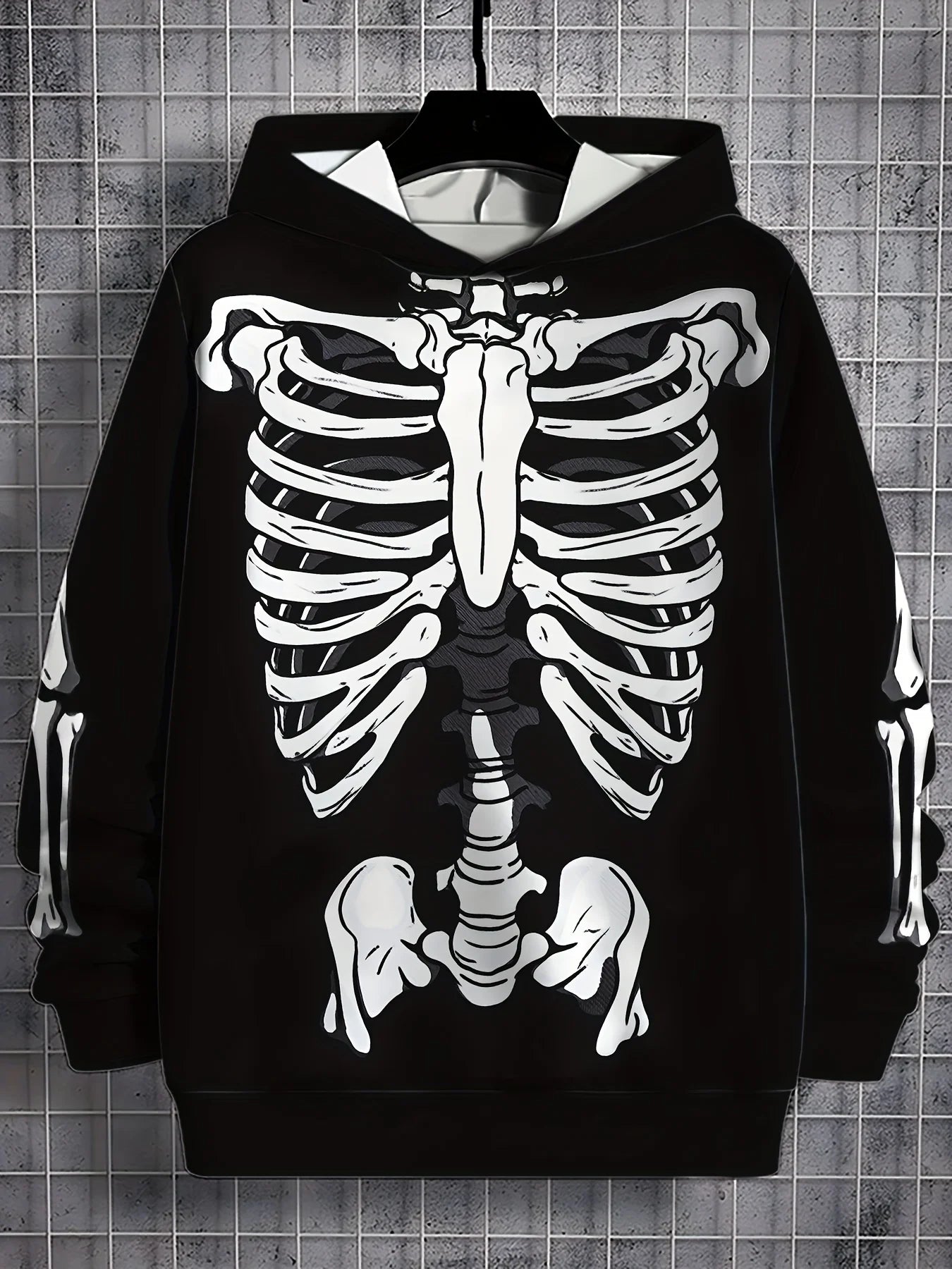 Men's Hooded Hoodies 3D Prints Skeleton Graphic Sweatshirt Drawstring Sportwear Long Sleeve Tops Street Pullover Men's Clothing