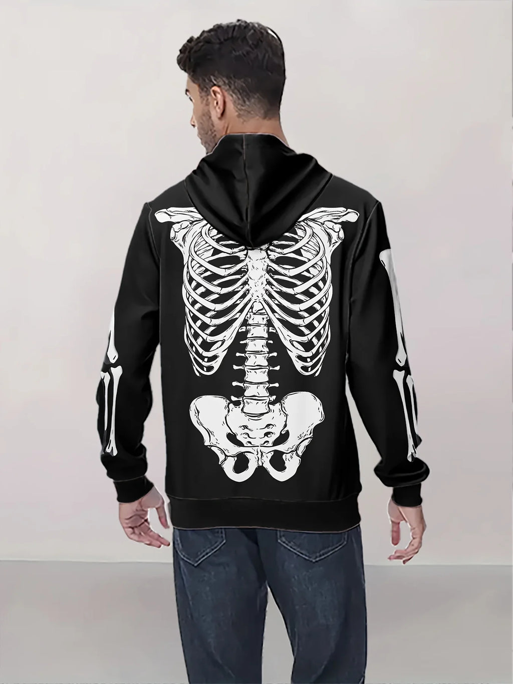 Men's Hooded Hoodies 3D Prints Skeleton Graphic Sweatshirt Drawstring Sportwear Long Sleeve Tops Street Pullover Men's Clothing