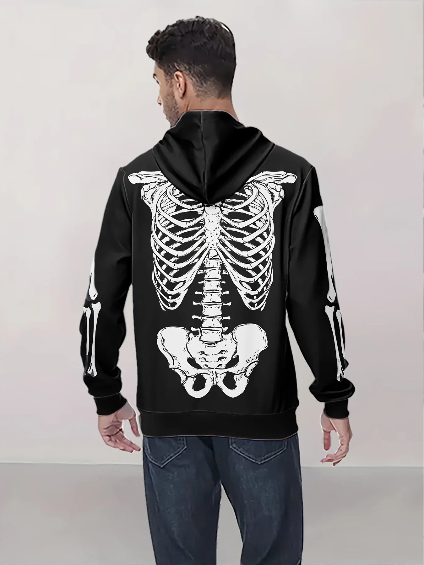 Men's Hooded Hoodies 3D Prints Skeleton Graphic Sweatshirt Drawstring Sportwear Long Sleeve Tops Street Pullover Men's Clothing