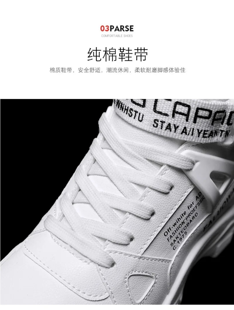Men's Boots High-top Casual Sneakers Fashion Motorcycle Boots Lace Up Platform Boots for Men Plush Warm Winter Boot Botas Hombre