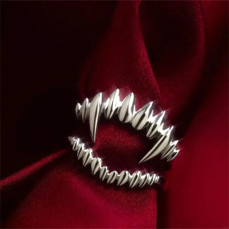 E0BE Trendy Vampires Spilt Rings Set Adjustable Size Accessory for Costume Wear
