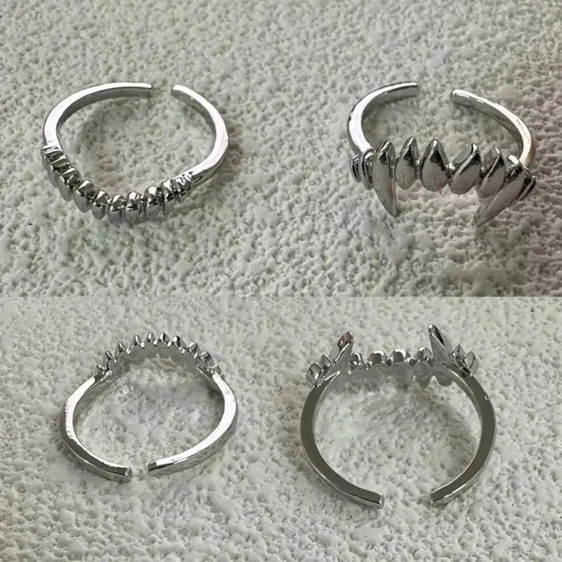 E0BE Trendy Vampires Spilt Rings Set Adjustable Size Accessory for Costume Wear