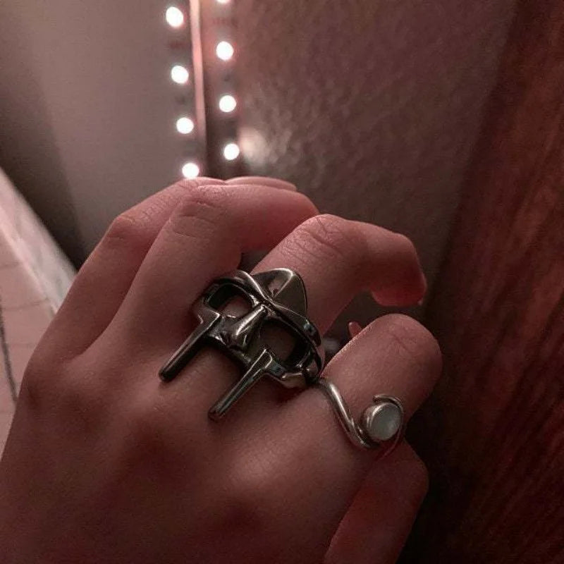 Wicked Egyptian Pharaoh Ring Gothic Accessories For Men Gladiator Mf Doom Ring Punk Adjustable Rings Party Club Confessing Gift